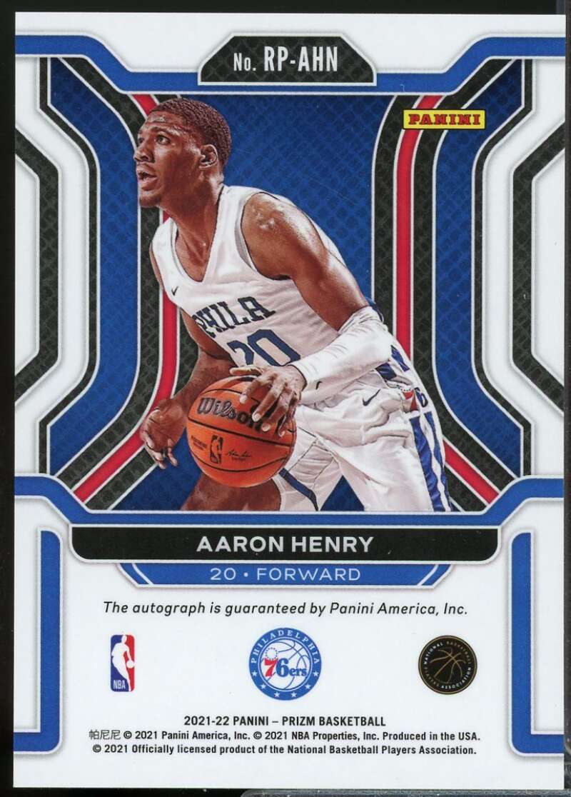 Aaron Henry Card 2021-22 Panini Prizm Rookie Penmanship Autograph #37  Image 2