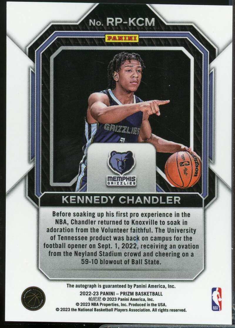 Kennedy Chandler Card 2022-23 Panini Prizm Rookie Penmanship Autograph #44  Image 2