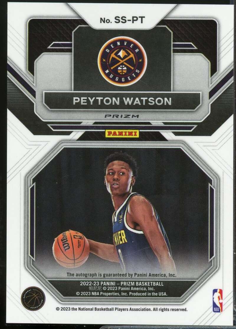 Peyton Watson Rookie 2022-23 Prizm Sensational Signatures Autograph Choice #64  Image 2