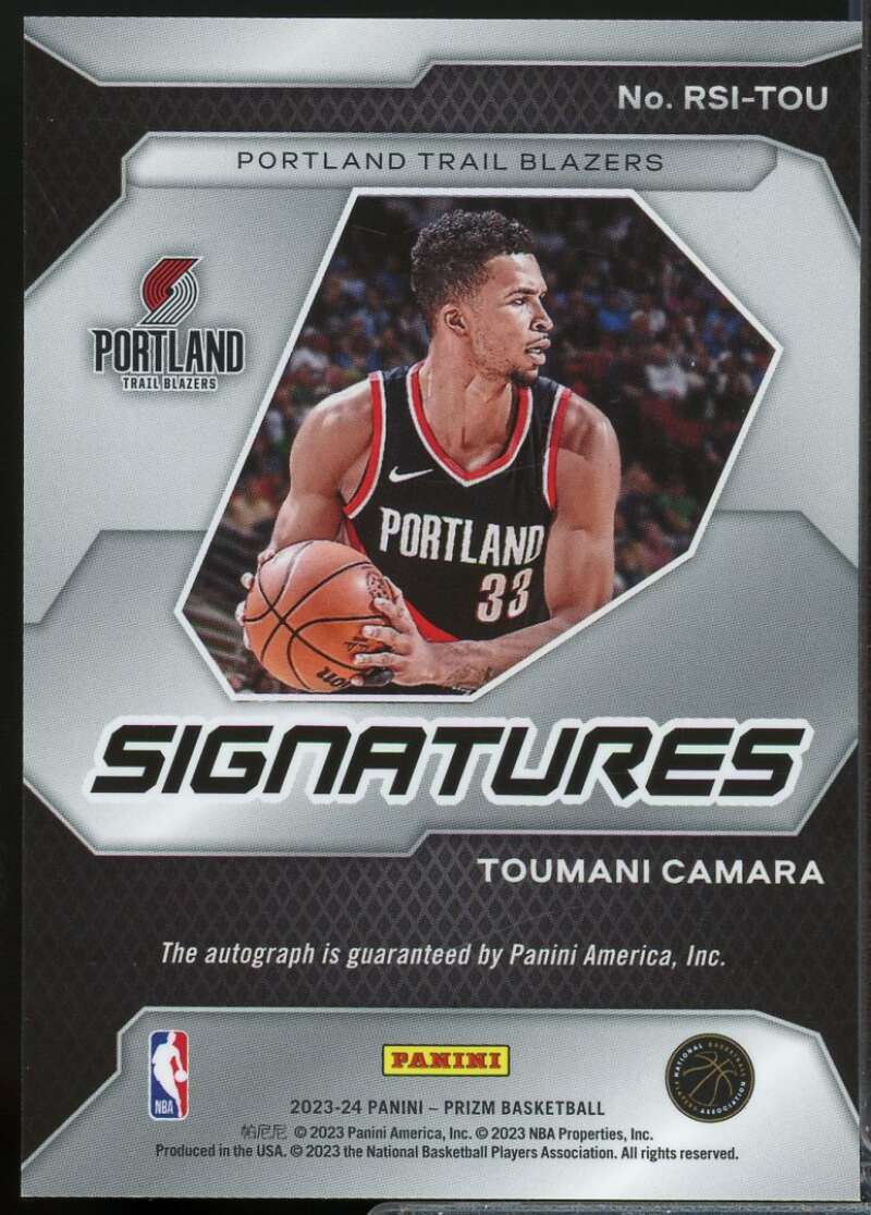 Toumani Camara Card 2023-24 Panini Prizm Rookie Signatures Autograph #49  Image 2