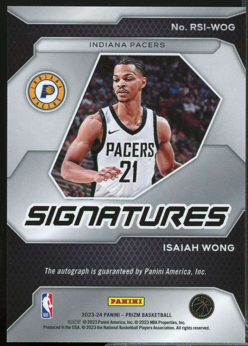 Isaiah Wong Card 2023-24 Panini Prizm Rookie Signatures Autograph #10  Image 2