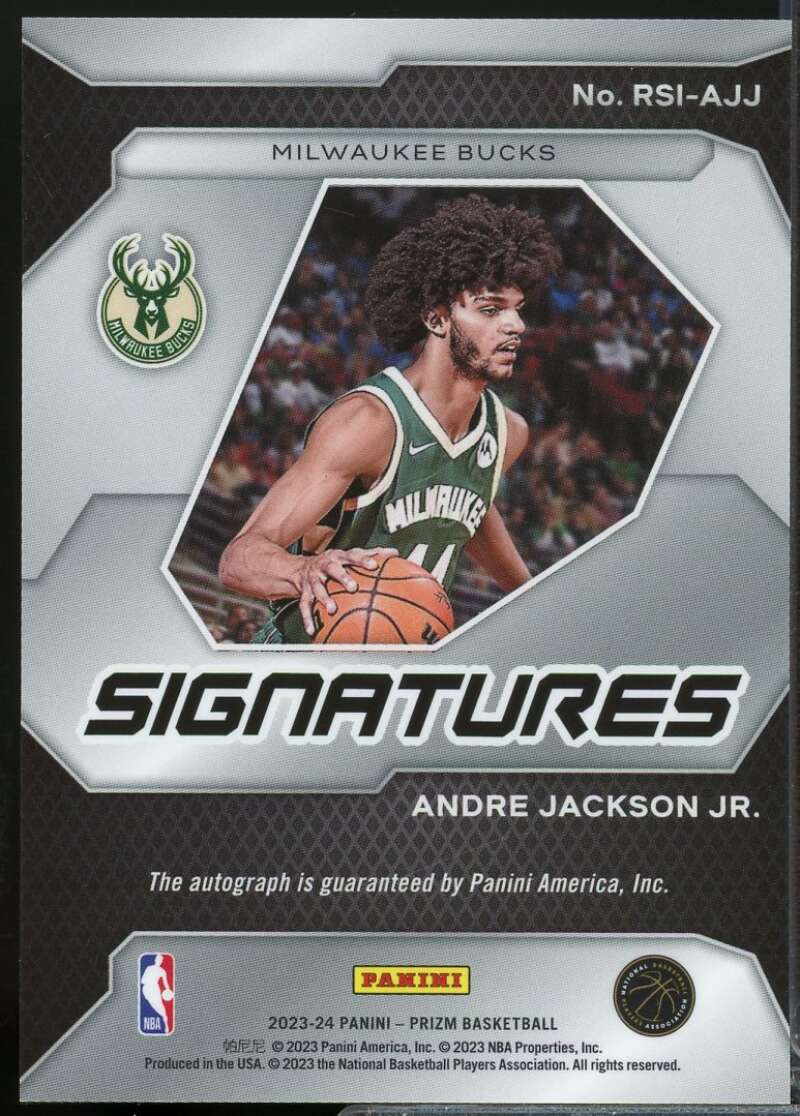 Andre Jackson Jr. Card 2023-24 Panini Prizm Rookie Signatures Autograph #36  Image 2