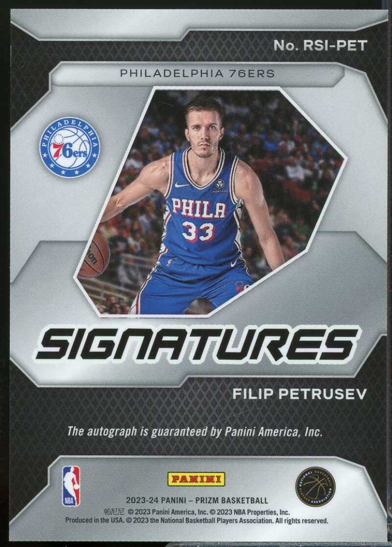 Filip Petrusev Card 2023-24 Panini Prizm Rookie Signatures Autograph #2  Image 2