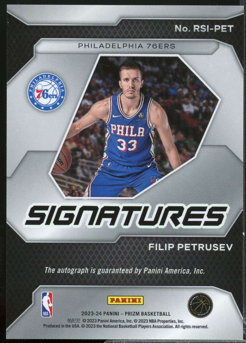 Filip Petrusev Card 2023-24 Panini Prizm Rookie Signatures Autograph #2  Image 2