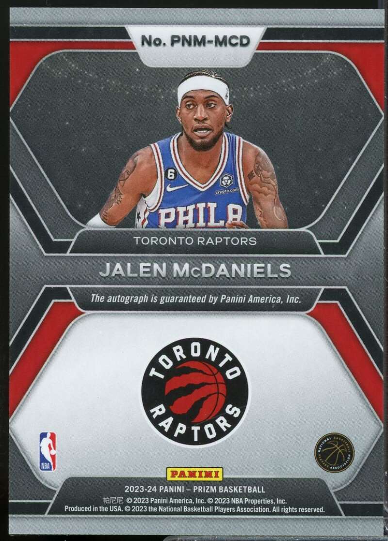 Jalen McDaniels Card 2023-24 Panini Prizm Penmanship Autograph #24  Image 2