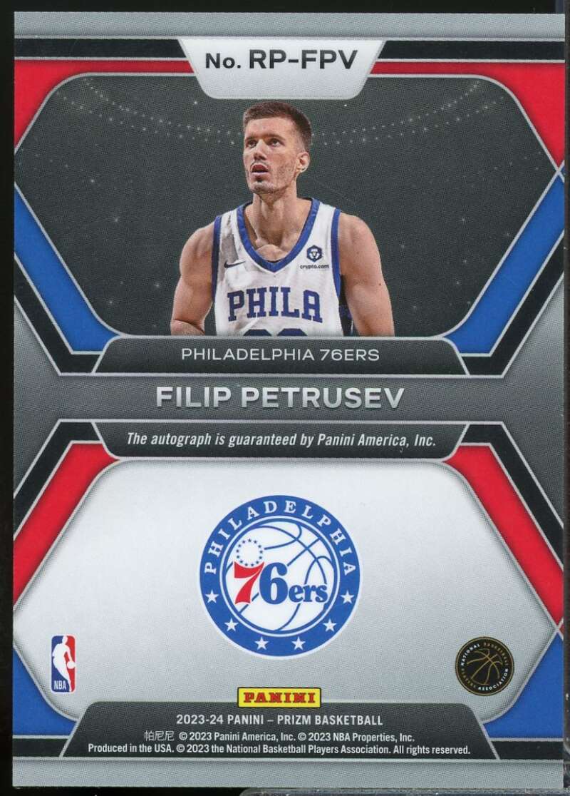 Filip Petrusev Card 2023-24 Panini Prizm Rookie Penmanship Autograph #13  Image 2