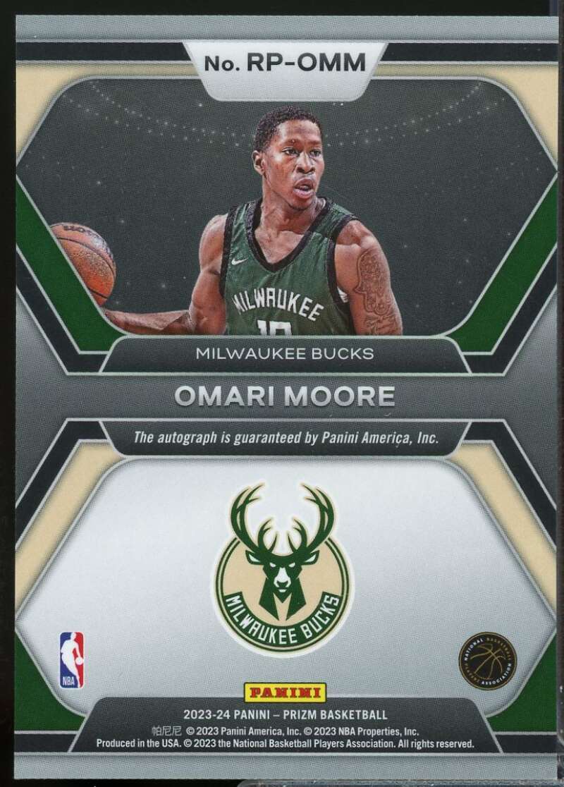 Omari Moore Card 2023-24 Panini Prizm Rookie Penmanship Autograph #48  Image 2