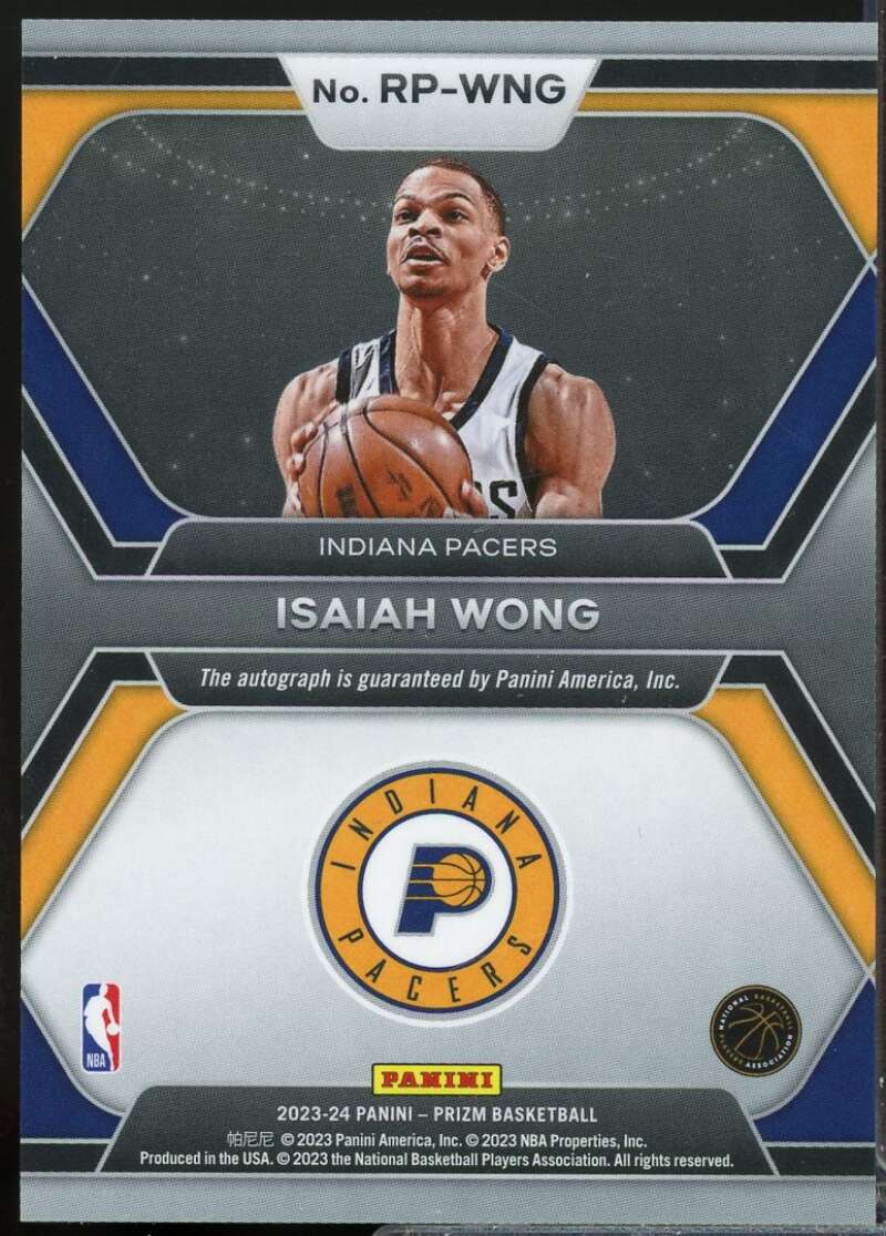 Isaiah Wong Card 2023-24 Panini Prizm Rookie Penmanship Autograph #34  Image 2