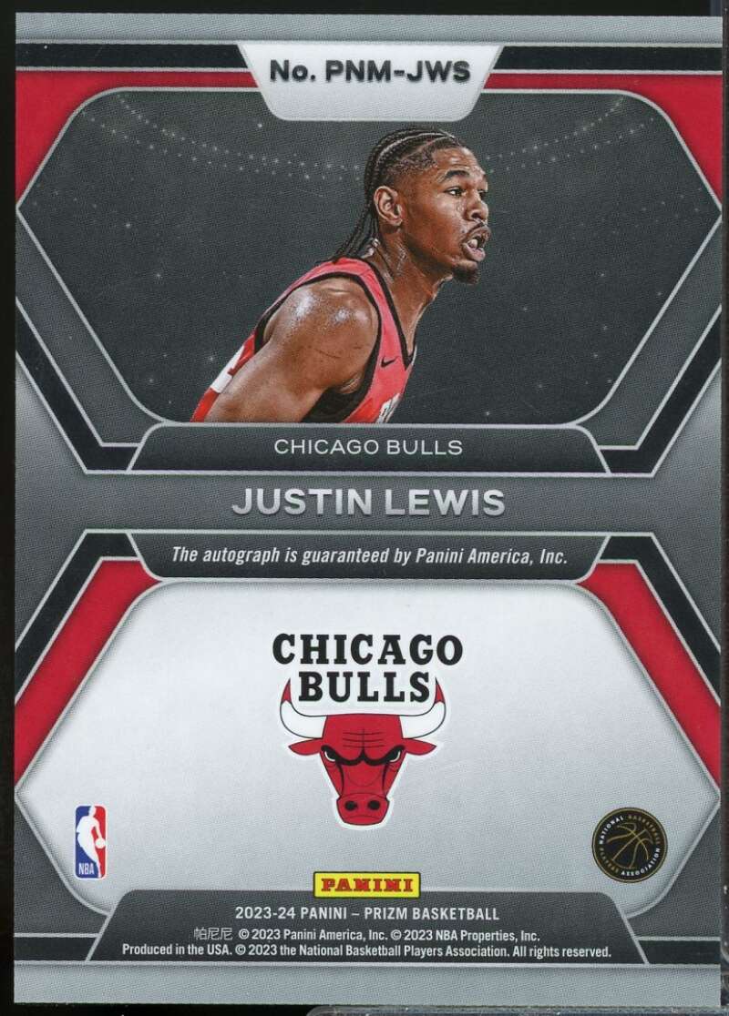 Justin Lewis Card 2023-24 Panini Prizm Penmanship Autograph #43  Image 2