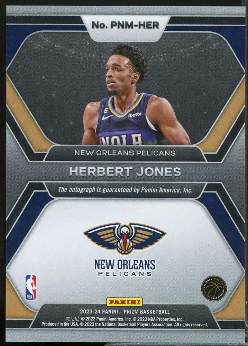 Herbert Jones Card 2023-24 Panini Prizm Penmanship Autograph #14  Image 2