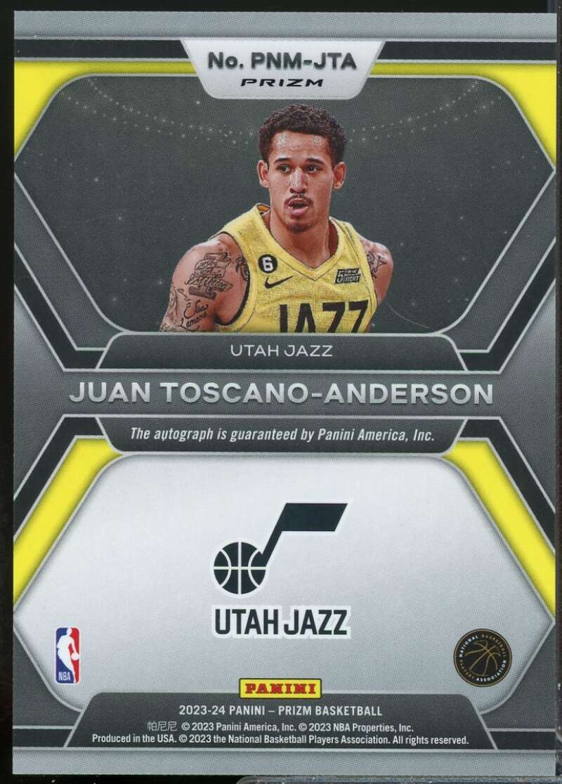 Juan Toscano-Anderson Card 2023-24 Panini Prizm Penmanship Autograph Silver #10  Image 2