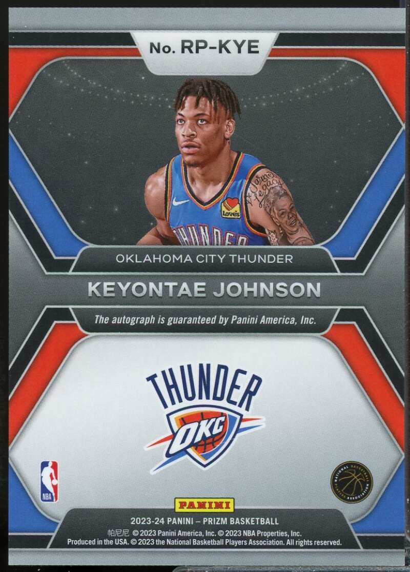 Keyontae Johnson Card 2023-24 Panini Prizm Rookie Penmanship Autograph #31  Image 2
