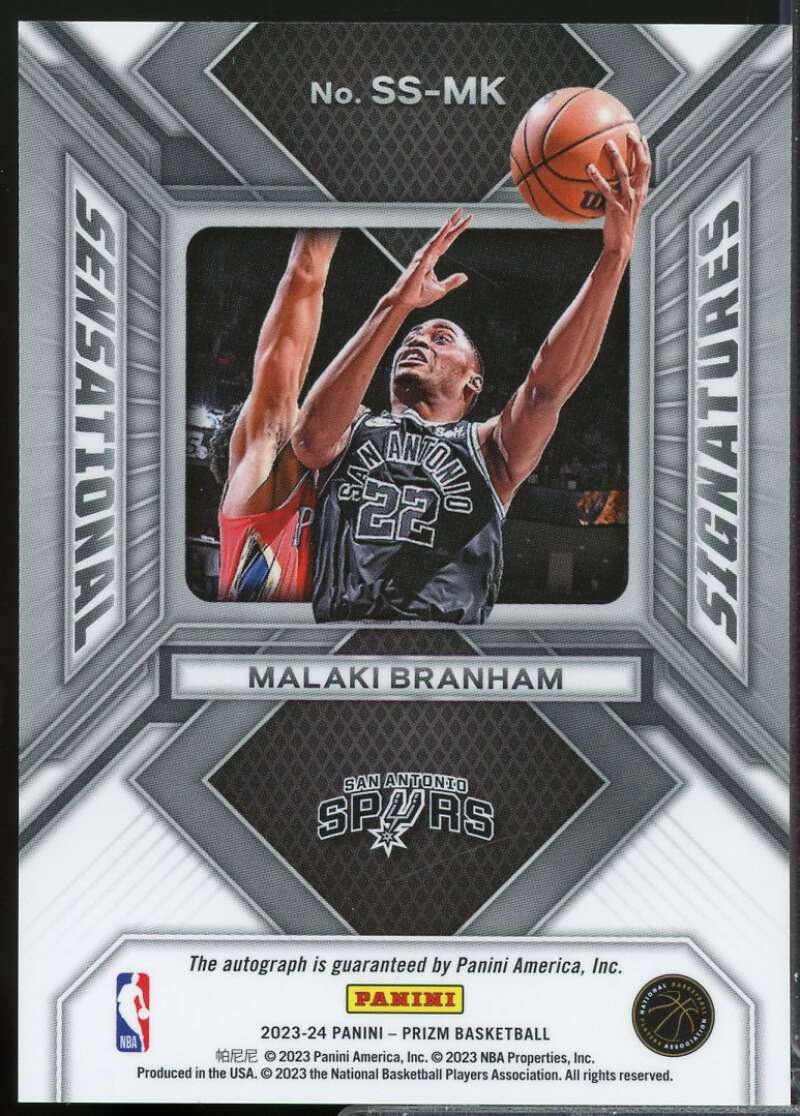 Malaki Branham Card 2023-24 Panini Prizm Sensational Signatures Autograph #45  Image 2