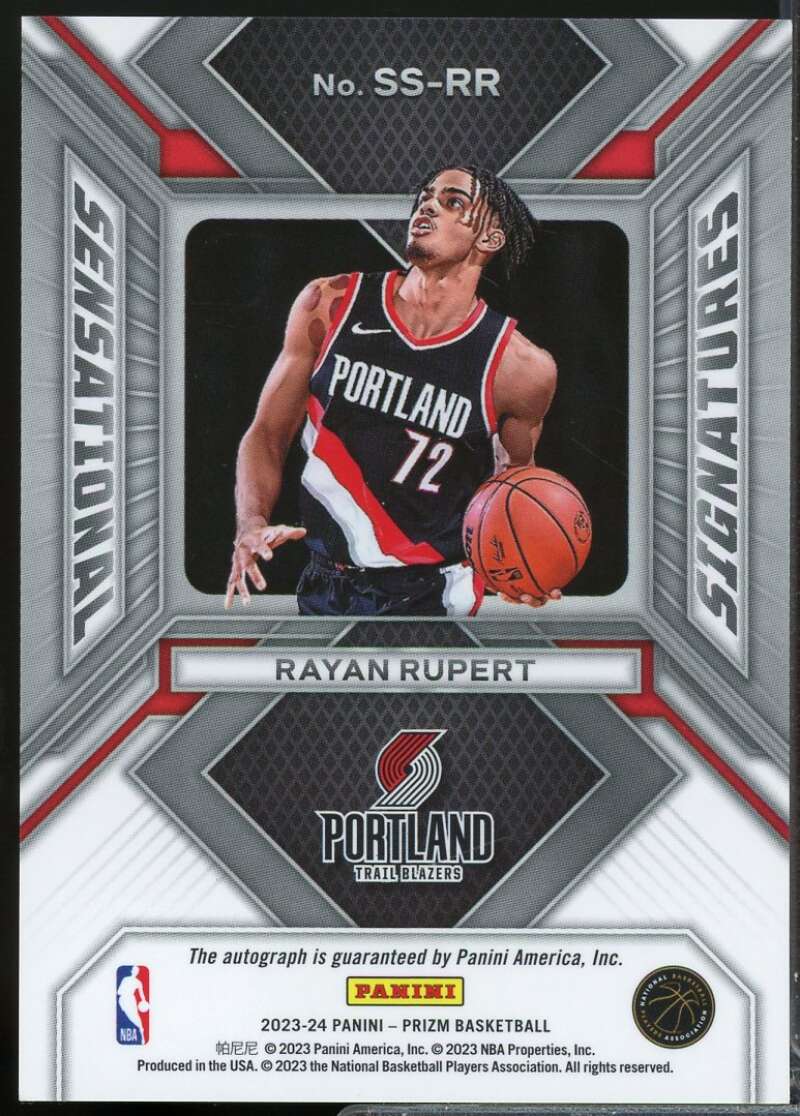 Rayan Rupert Rookie 2023-24 Panini Prizm Sensational Signatures Autograph #10  Image 2