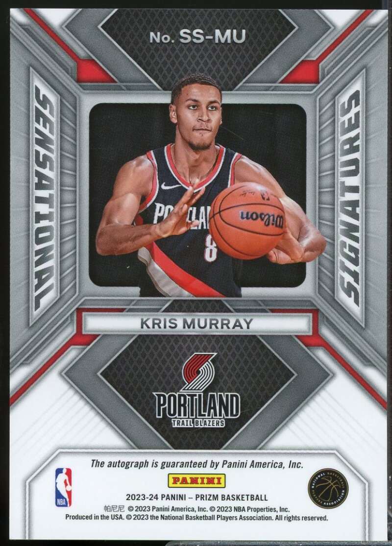Kris Murray Rookie 2023-24 Panini Prizm Sensational Signatures Autograph #36  Image 2