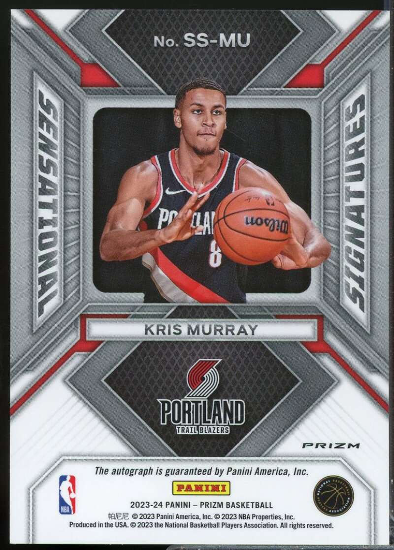 Kris Murray Rookie 2023-24 Prizm Sensational Signatures Autograph Silver #36  Image 2