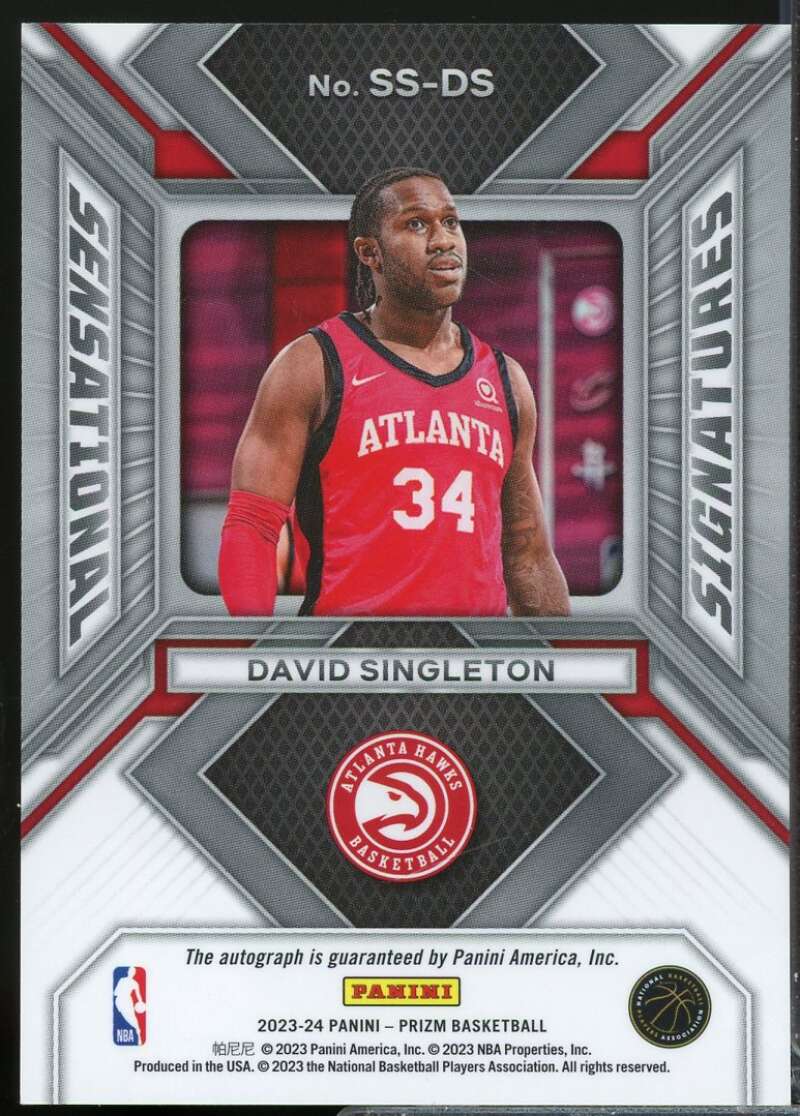 David Singleton Rookie 2023-24 Panini Prizm Sensational Signatures Auto #17  Image 2