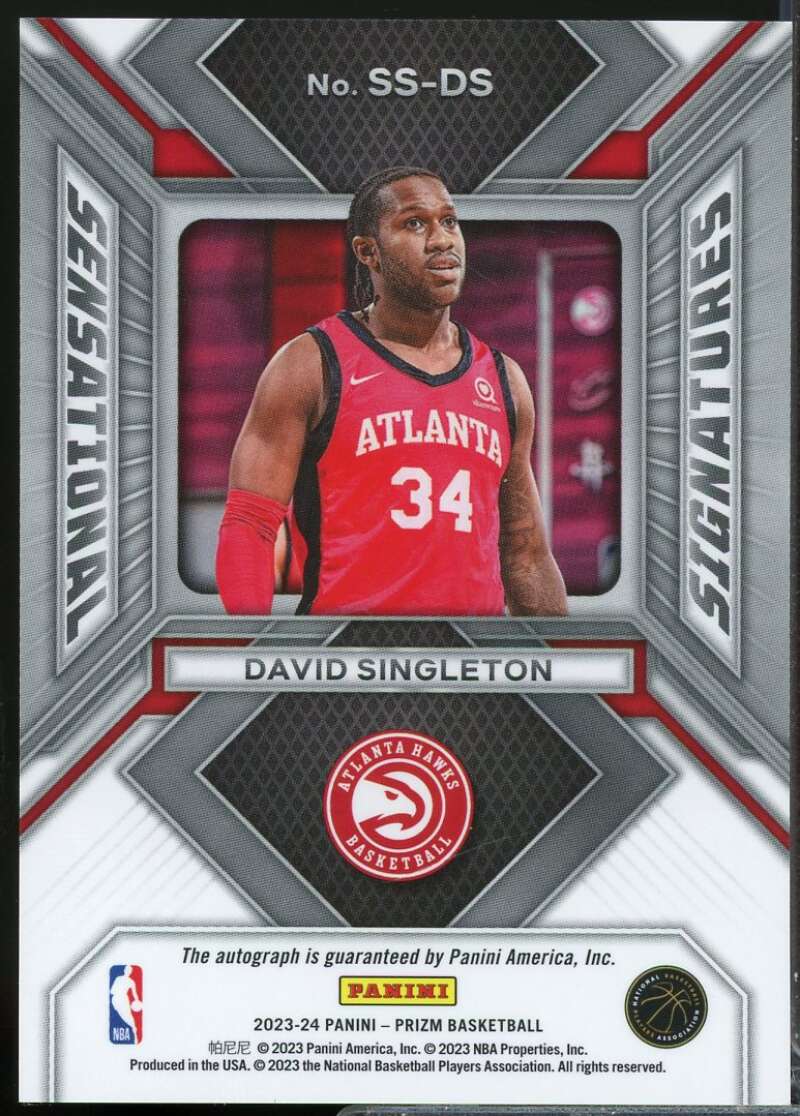 David Singleton Rookie 2023-24 Panini Prizm Sensational Signature Autograph #17  Image 2