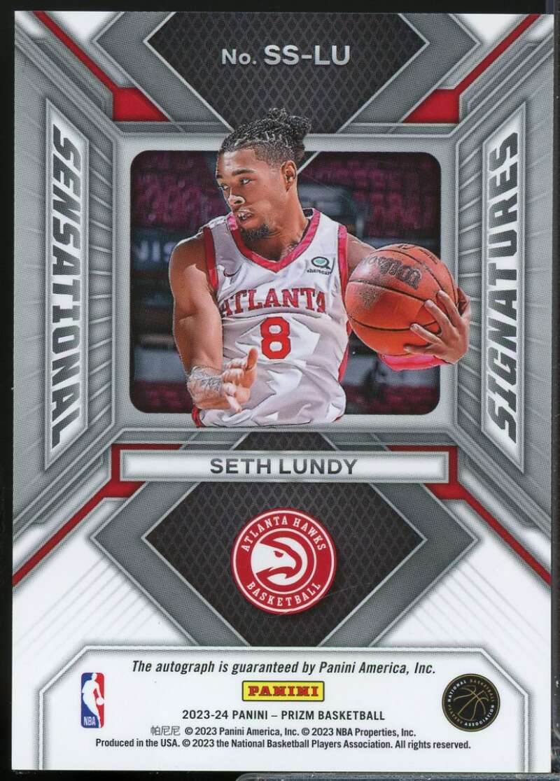 Seth Lundy Rookie 2023-24 Panini Prizm Sensational Signatures Autograph #70  Image 2