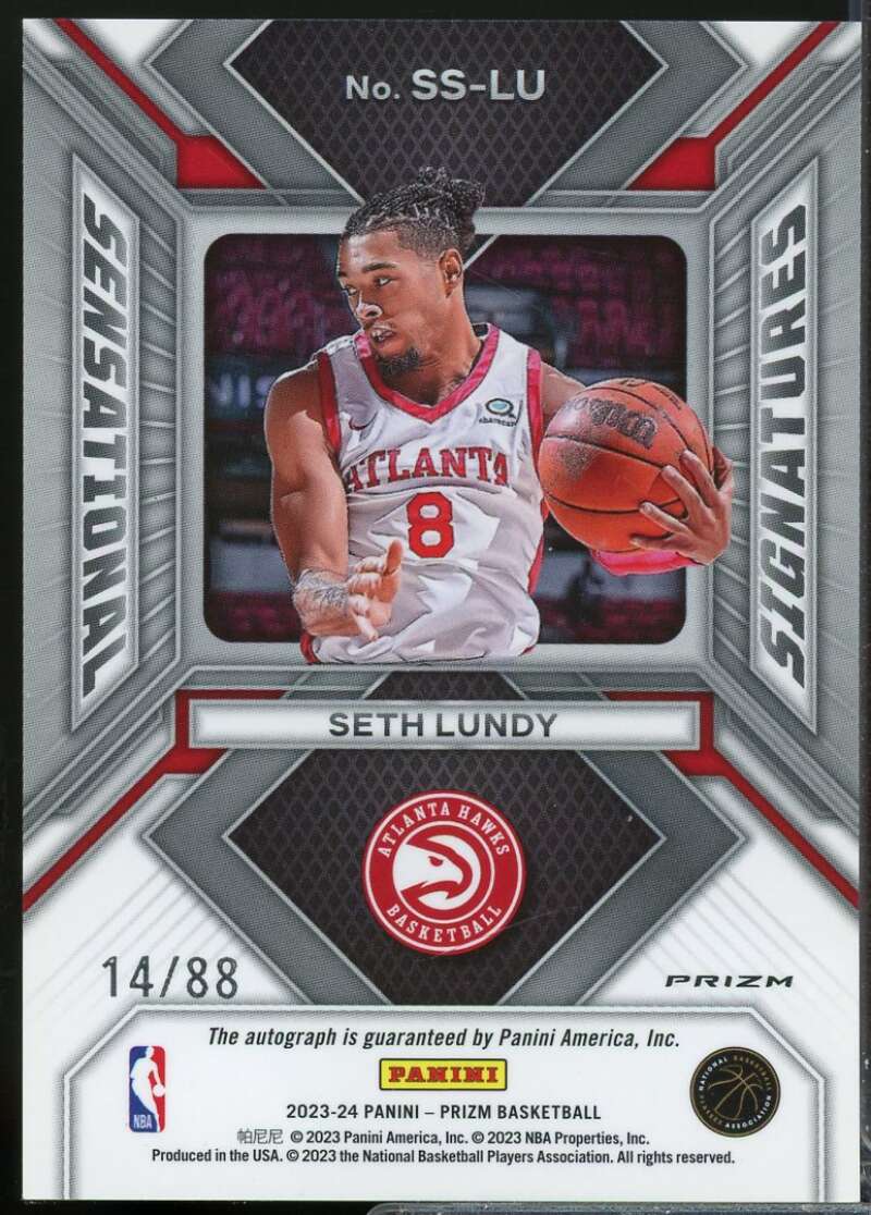 Seth Lundy Rookie 2023-24 Prizm Sensational Signatures Autograph Choice #70  Image 2