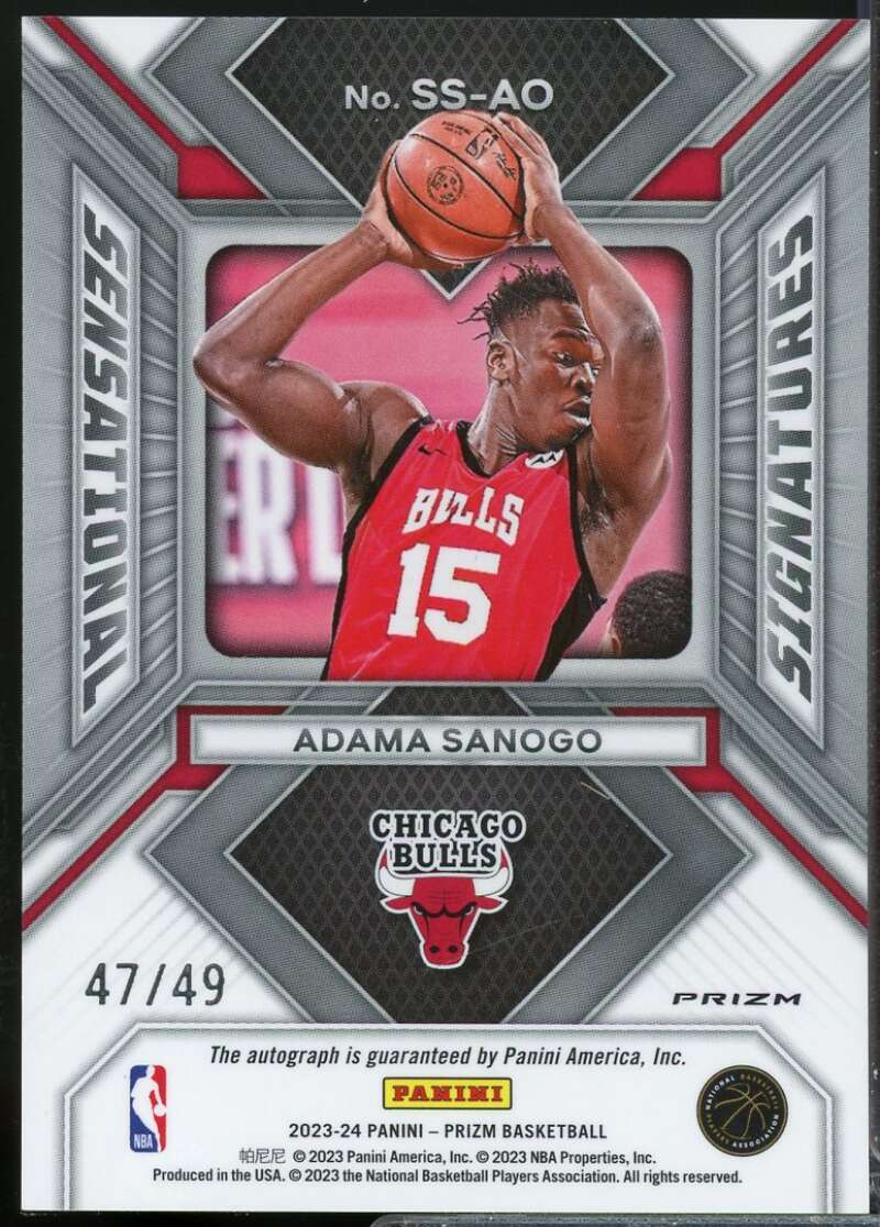 Adama Sanogo Rookie /49 2023-24 Prizm Sensational Signatures Autograph Blue #44  Image 2