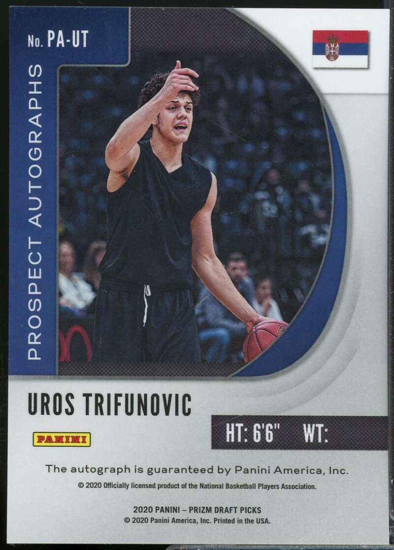 Uros Trifunovic Rookie 2020-21 Panini Prizm Draft Picks Prospect Autographs #90  Image 2