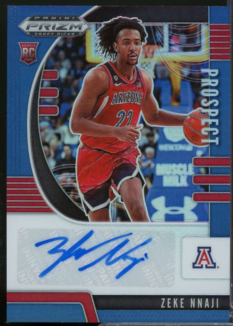 Zeke Nnaji Rookie 2020-21 Panini Prizm Draft Picks Prospect Autographs Blue #34  Image 1