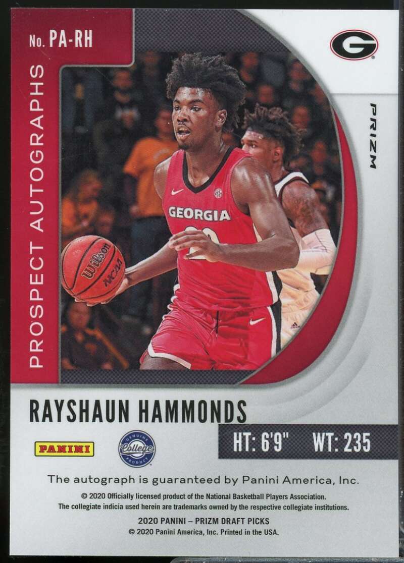 Rayshaun Hammonds Rookie 2020-21 Prizm Draft Pick Prospect Autograph Silver #54  Image 2