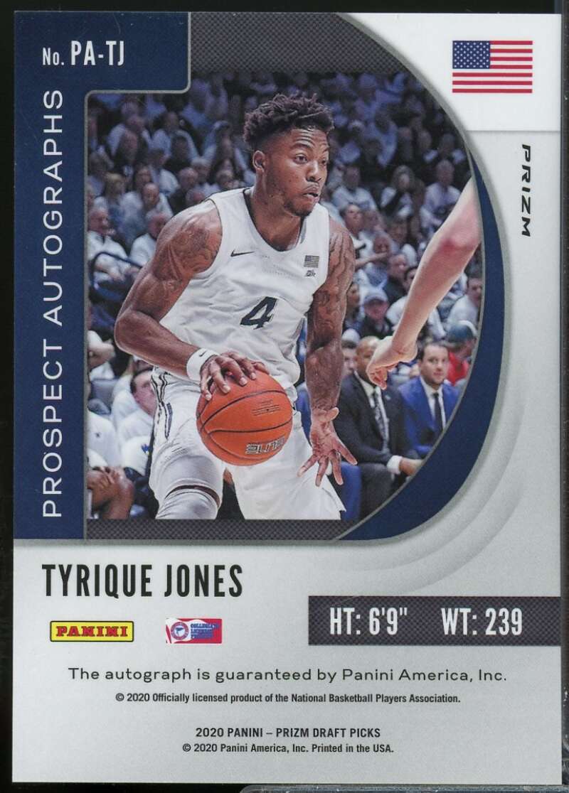Tyrique Jones Rookie 2020-21 Panini Prizm Draft Prospect Autographs Silver #76  Image 2