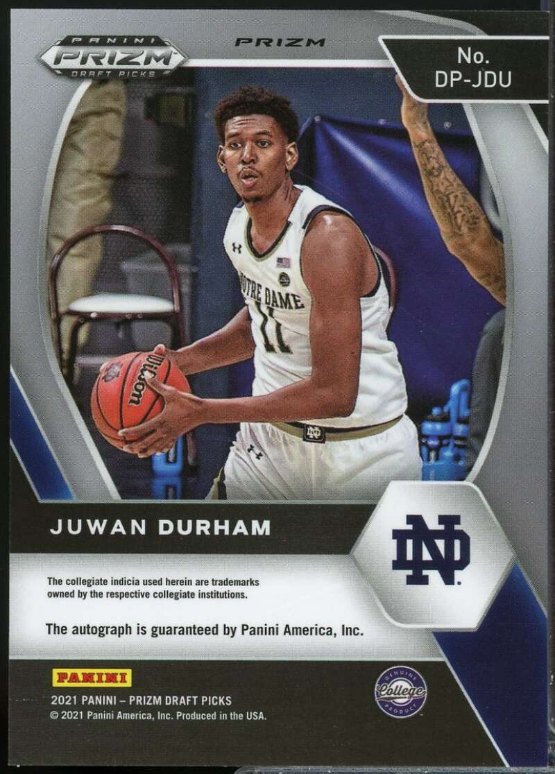 Juwan Durham Rookie 2021-22 Panini Prizm Draft Autographs Prizms Orange Ice #39  Image 2