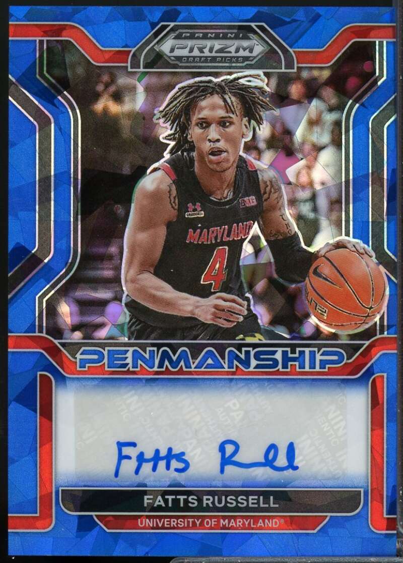Fatts Russell /75 2022-23 Prizm Draft College Penmanship Autograph Blue Ice #22  Image 1