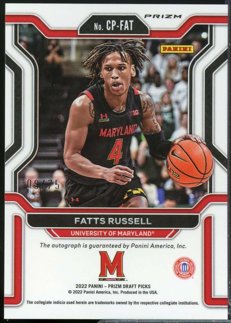Fatts Russell /75 2022-23 Prizm Draft College Penmanship Autograph Blue Ice #22  Image 2