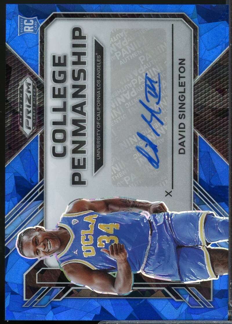 David Singleton Rookie 2023-24 Prizm Draft College Penmanship Auto Blue Ice #26  Image 1
