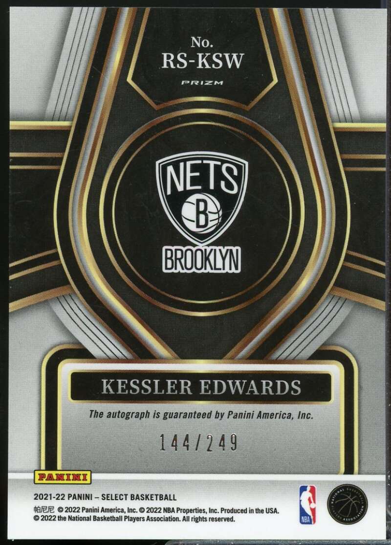 Kessler Edwards /249 Card 2021-22 Select Rookie Signatures Autograph #34  Image 2