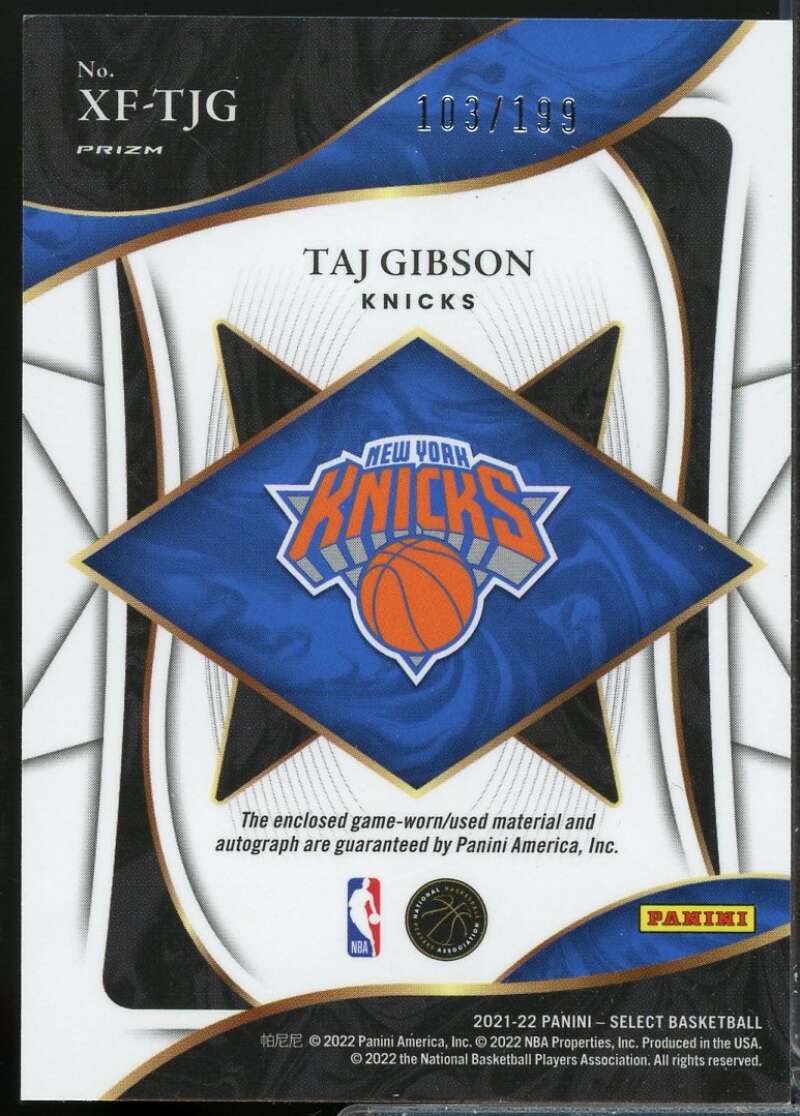 Taj Gibson /199 Card 2021-22 Select X-Factor Jersey Memorabilia Autograph #3  Image 2
