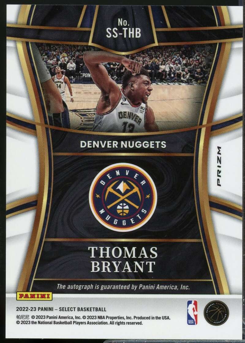 Thomas Bryant Card 2022-23 Select Signature Selections Autographs #41  Image 2
