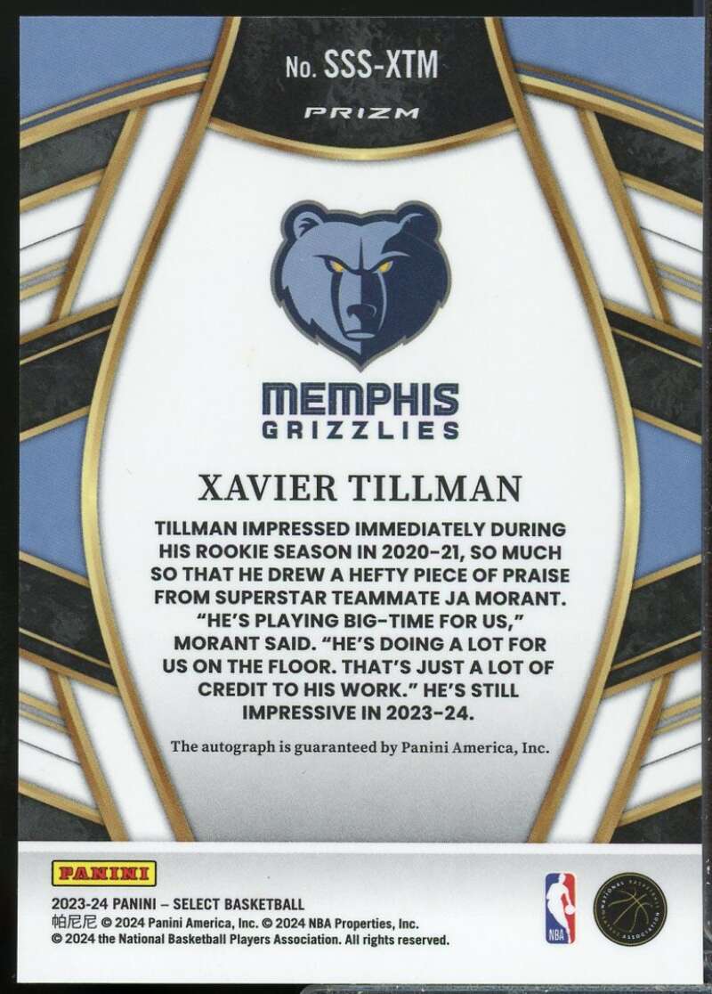 Xavier Tillman Card 2023-24 Select Signature Selections Autograph #12  Image 2