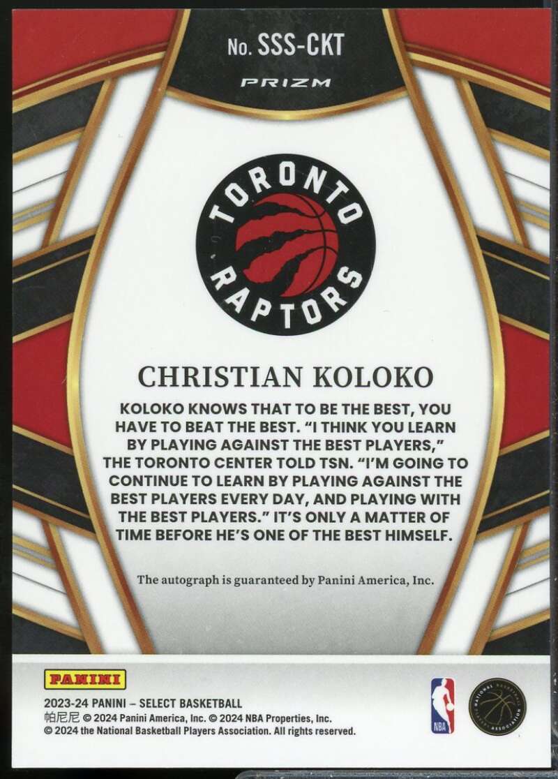 Christian Koloko Card 2023-24 Select Signature Selections Autograph #34  Image 2
