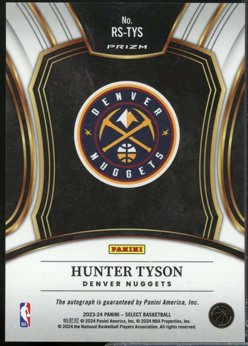 Hunter Tyson Card 2023-24 Select Rookie Signatures Autograph Disco Prizms #24  Image 2