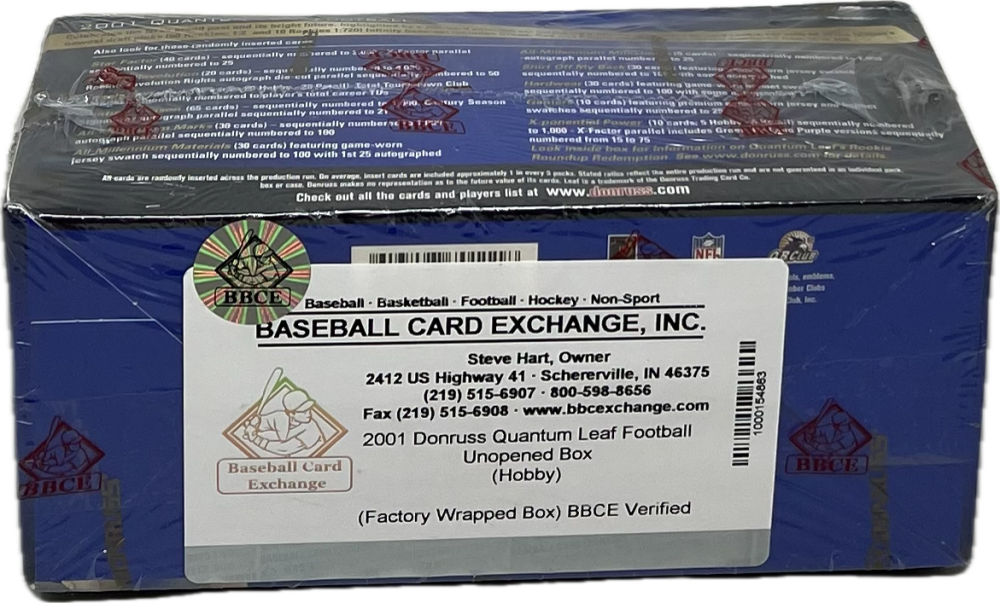 2001 Leaf Quantum Football Hobby Box BBCE Image 3