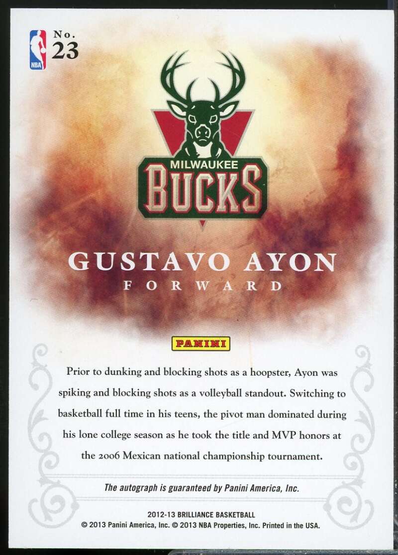 Gustavo Ayon Card 2012-13 Panini Brilliance Brilliant Beginnings Autographs #23  Image 2