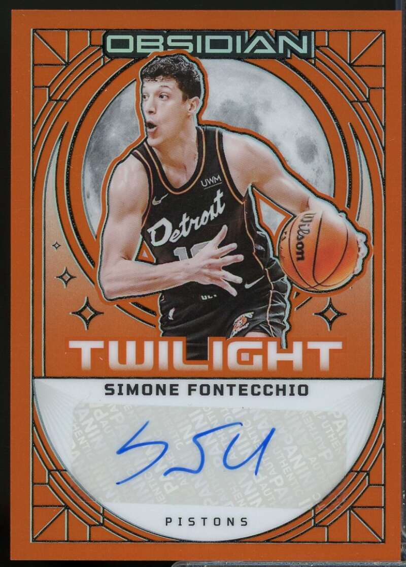 Simone Fontecchio 2023-24 Obsidian Twilight Auto Electric Etch Orange Flood #17  Image 1