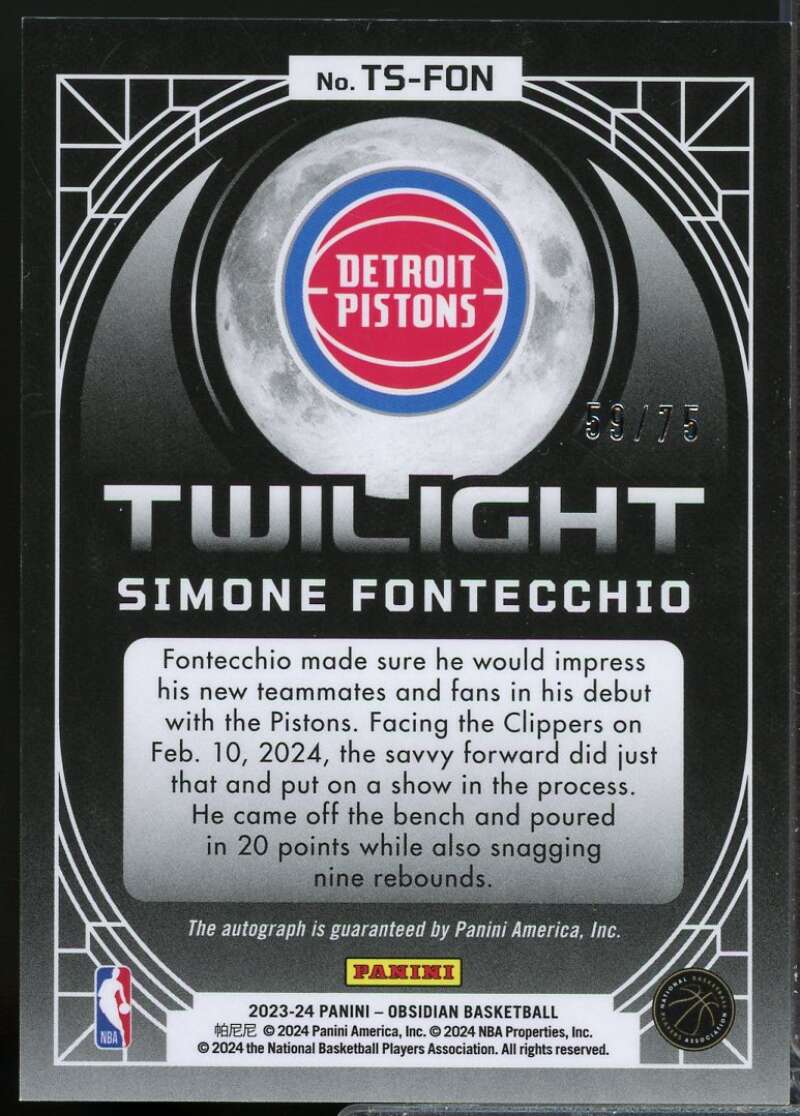 Simone Fontecchio 2023-24 Obsidian Twilight Auto Electric Etch Orange Flood #17  Image 2