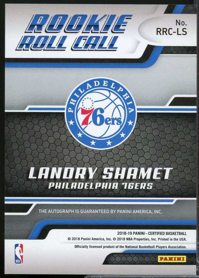Landry Shamet Card 2018-19 Certified Rookie Roll Call Autographs #31  Image 2