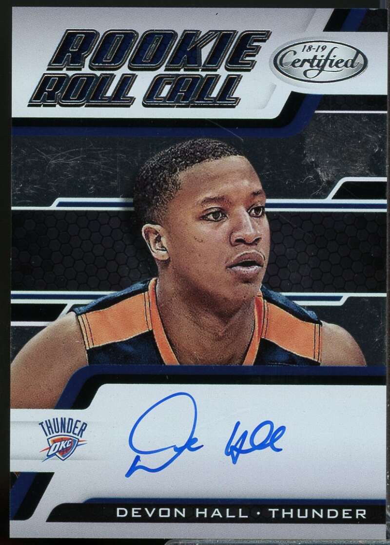 Devon Hall Card 2018-19 Certified Rookie Roll Call Autographs #50  Image 1