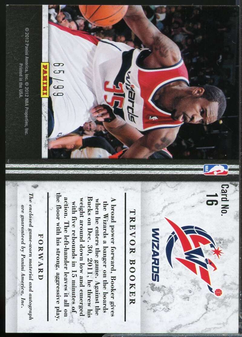 Trevor Booker /99 Card 2011-12 Limited Jumbo Jersey Numbers Autograph #16  Image 2