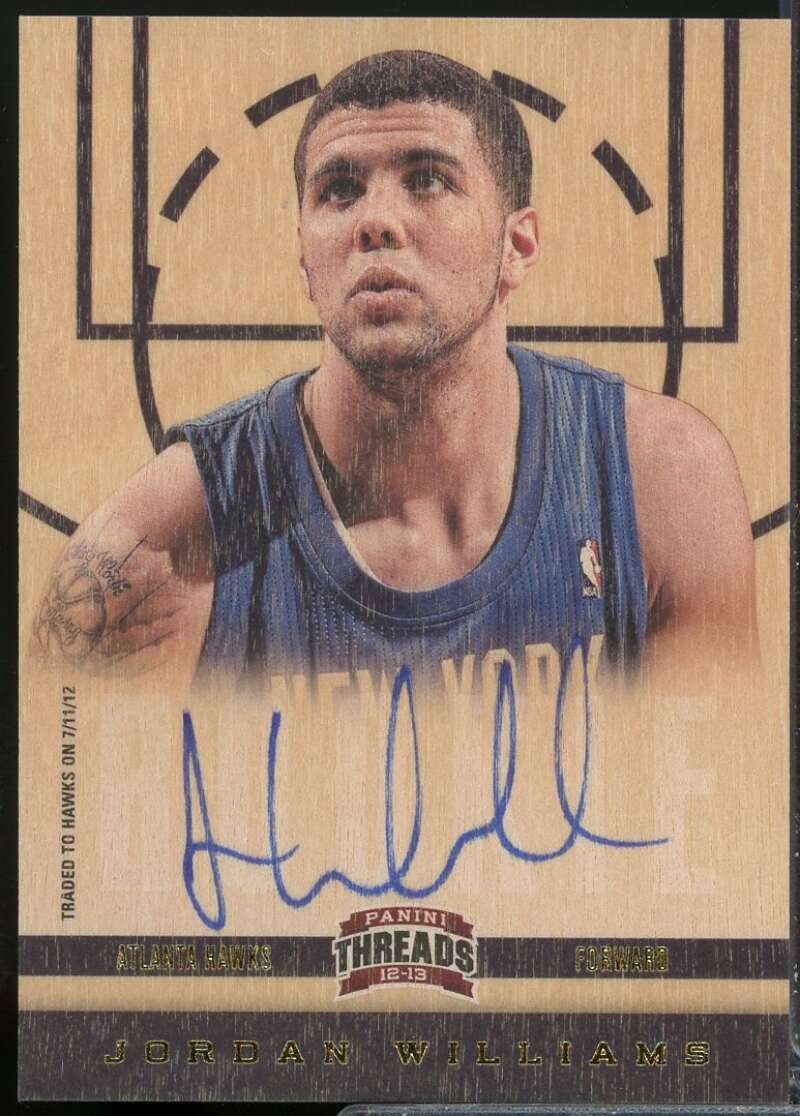 Jordan Williams Rookie Card 2012-13 Panini Threads Autograph #180  Image 1