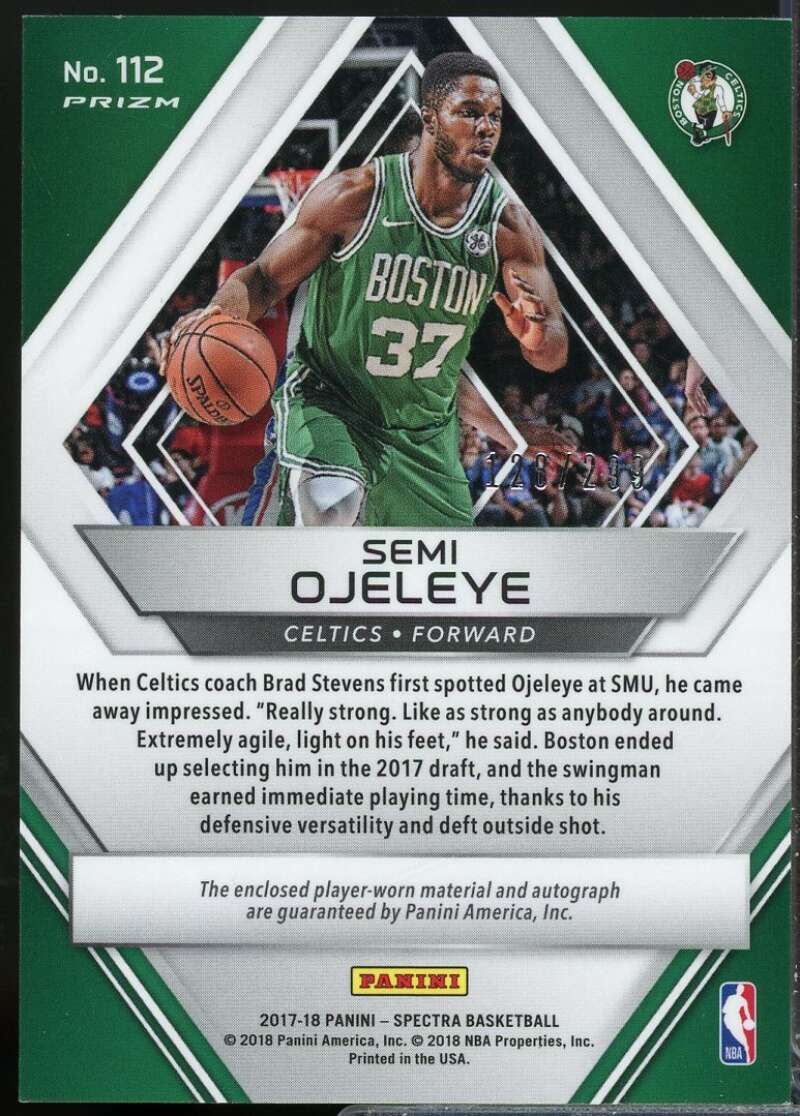 Semi Ojeleye Rookie /299 Card 2017-18 Panini Spectra Jersey Autograph #112  Image 2