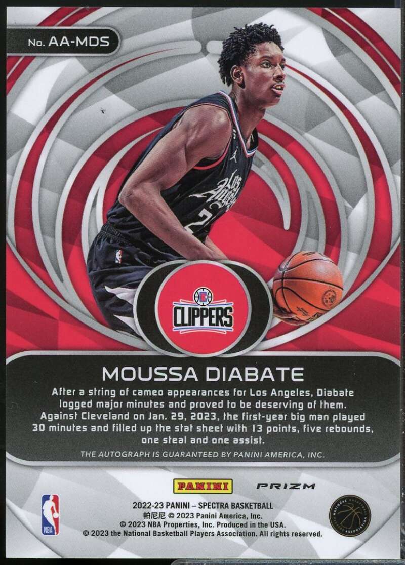 Moussa Diabate Rookie Card 2022-23 Panini Spectra Aspiring Autographs Asia #4  Image 2