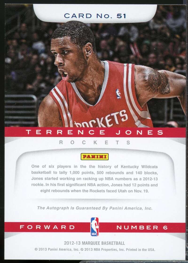 Terrence Jones Card 2012-13 Panini Marquee Rookie Autograph #51  Image 2